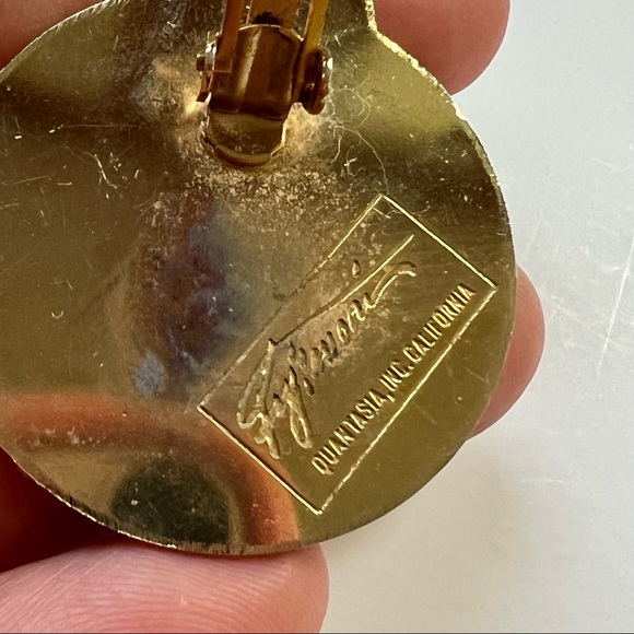 Vintage Enamel Quantasia Inc Earrings Clip On - Picture 5 of 5